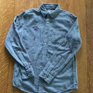 Hollister men’s grey and Aztec button long sleeve shirt